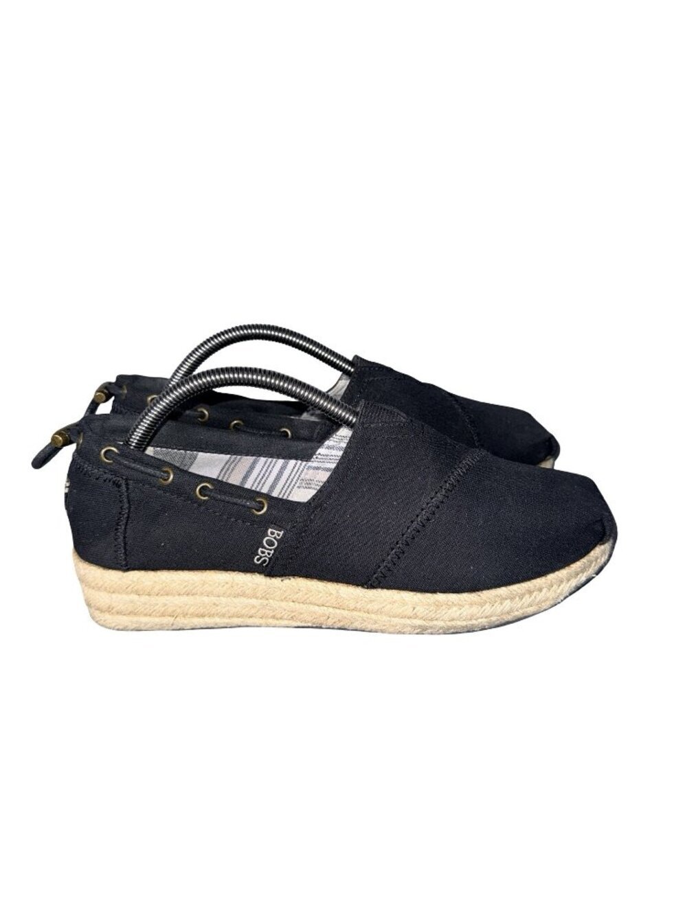 Skechers BOBS Highlights Main Event Black Espadrille Wedge Shoes Size 7.5